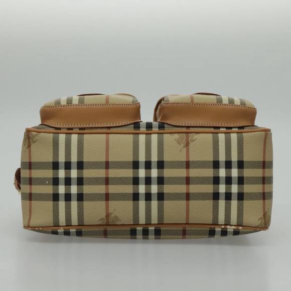 Burberrys Nova Check Shoulder Bag PVC Beige Gold Auth 96329